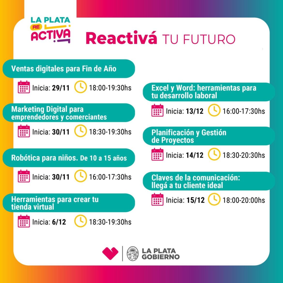 “Reactivá tu futuro”: El Municipio dictará cursos gratuitos para potenciar Pymes, emprendimientos y comercios