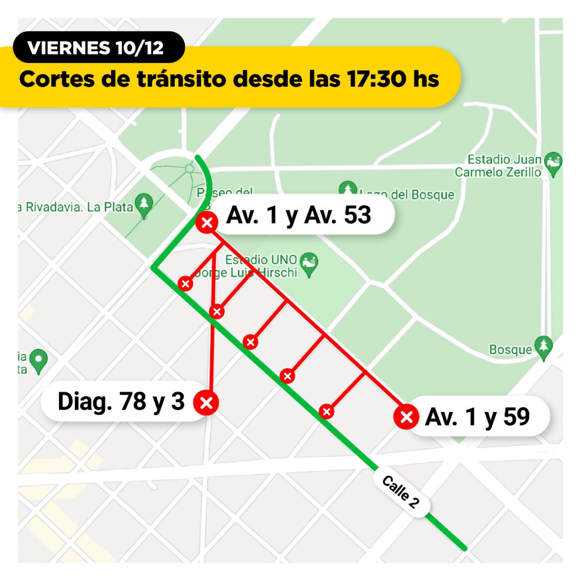 Por el partido entre Estudiantes y Aldosivi, anuncian cortes en la circulación vehicular