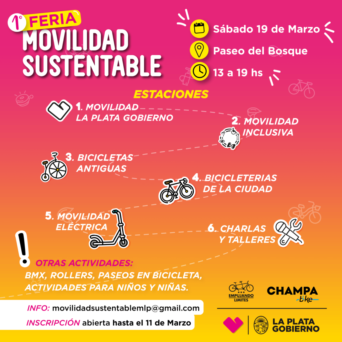 Talleres, muestras y actividades: se realizará en La Plata la primera feria de Movilidad Sustentable