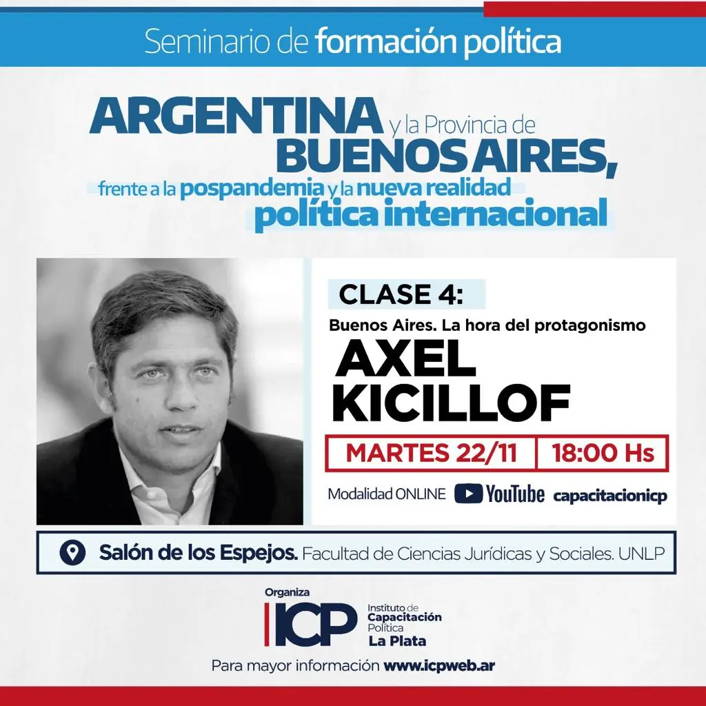 El martes 22 de Kicillof cierra en La Plata un ciclo de formación política para jóvenes