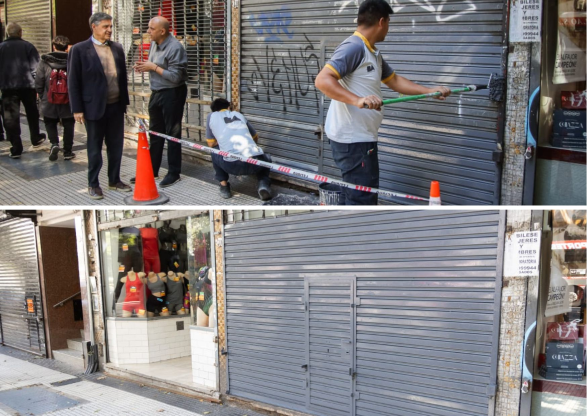 La Ciudad ya limpió este mes casi 100 frentes de comercios vandalizados durante las marchas al Congreso