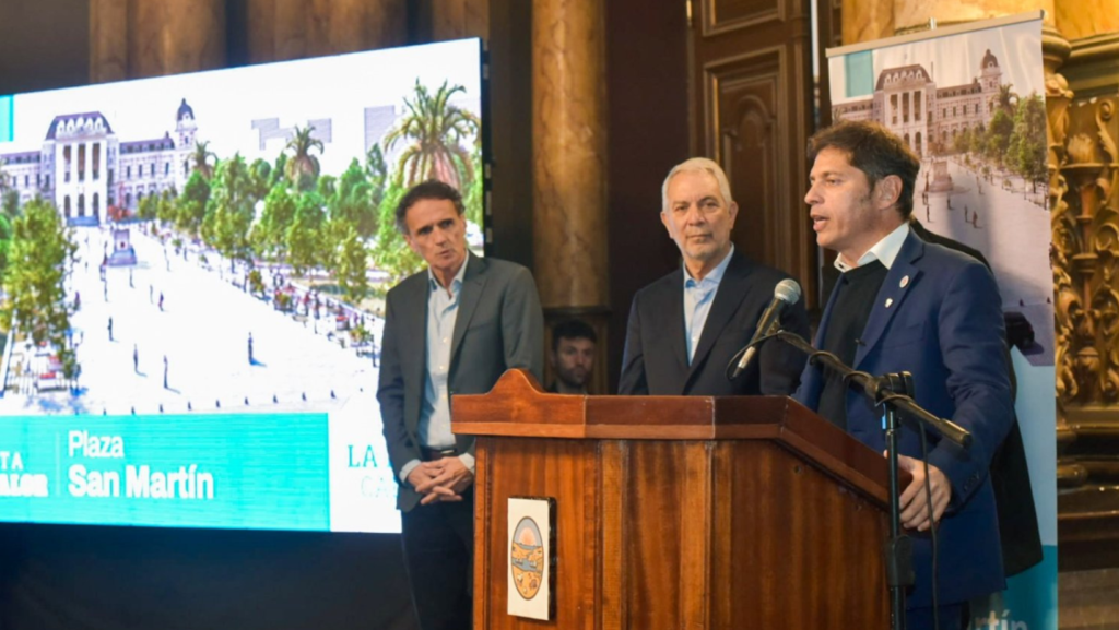 Los detalles del proyecto de renovación de la plaza San Martín que presentaron Alak y Kicillof