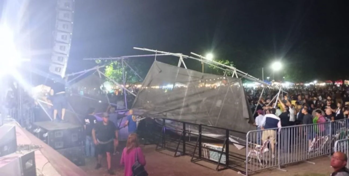 Tragedia en la Fiesta Nacional de la Música: una mujer murió al caer una estructura metálica por el viento