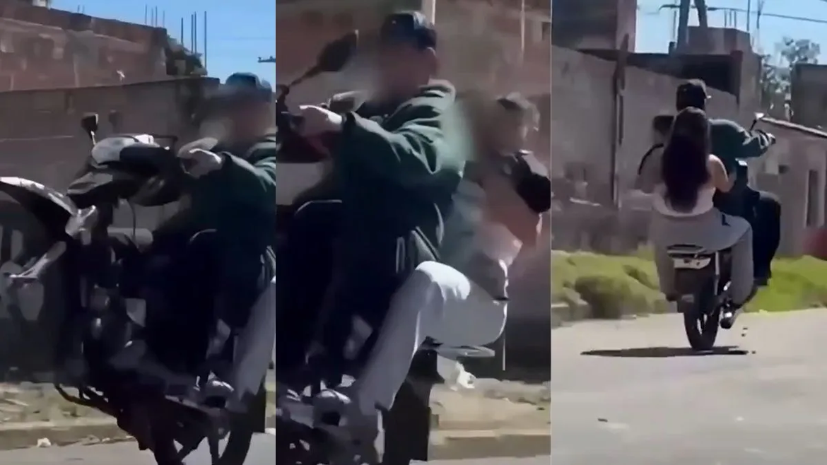 Investigan a una pareja por realizar una peligrosa maniobra en moto mientras llevaba a un bebé